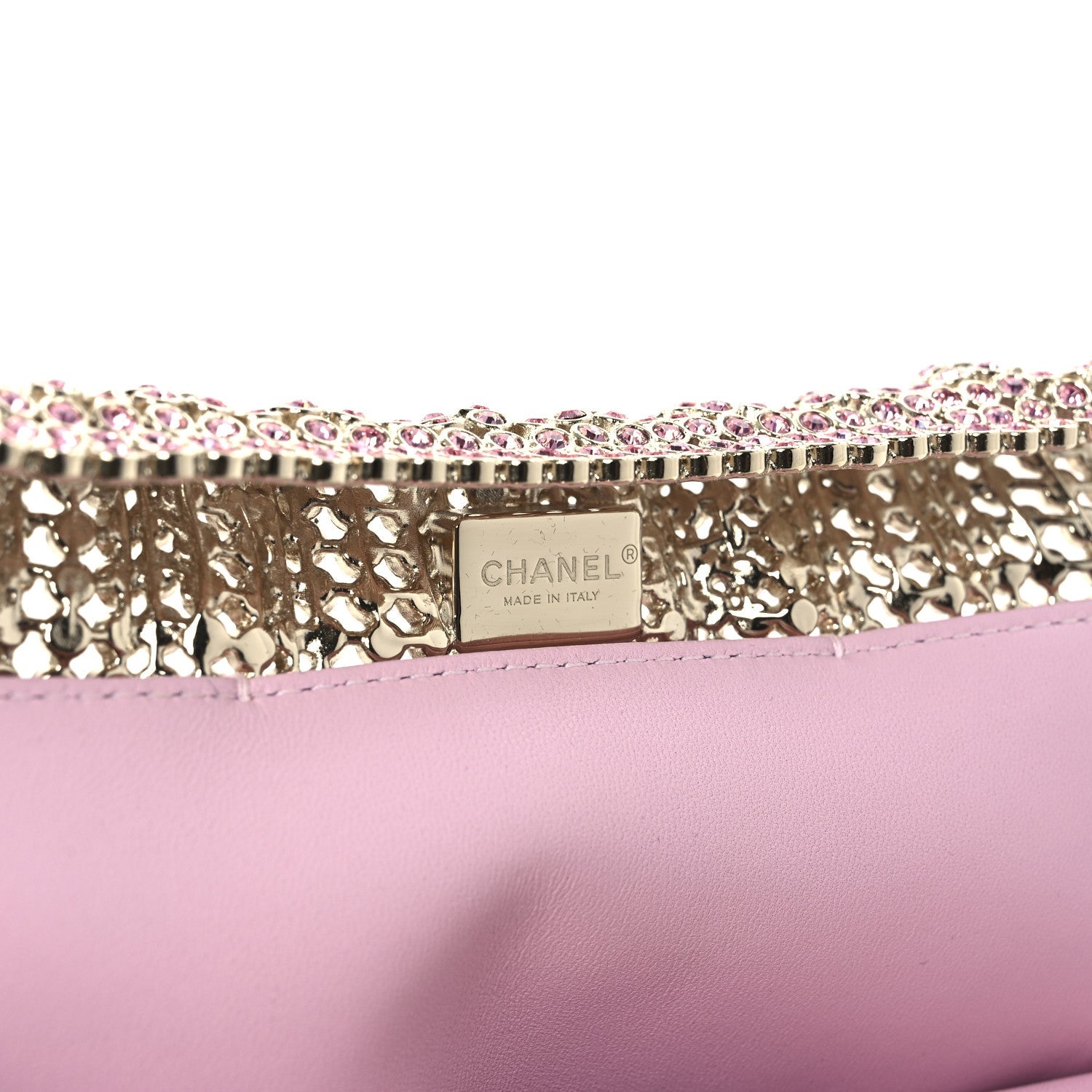 Chanel Crystal Embellished Metallic Lambskin Mini Chanel 22 Pink 6 of 11