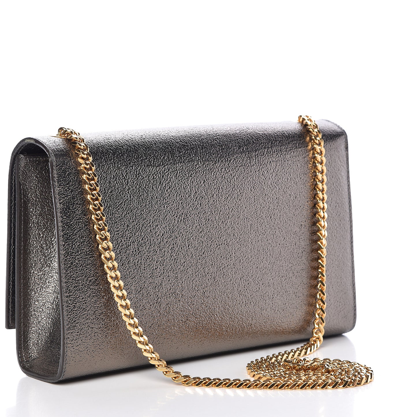 Metallic Grain De Poudre Medium Classic Monogram Kate Satchel Grey
