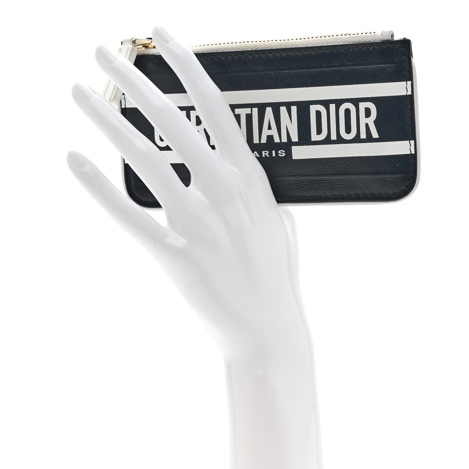 Christian Dior Calfskin Vibe Zip Key Wallet Blue White 2 of 7