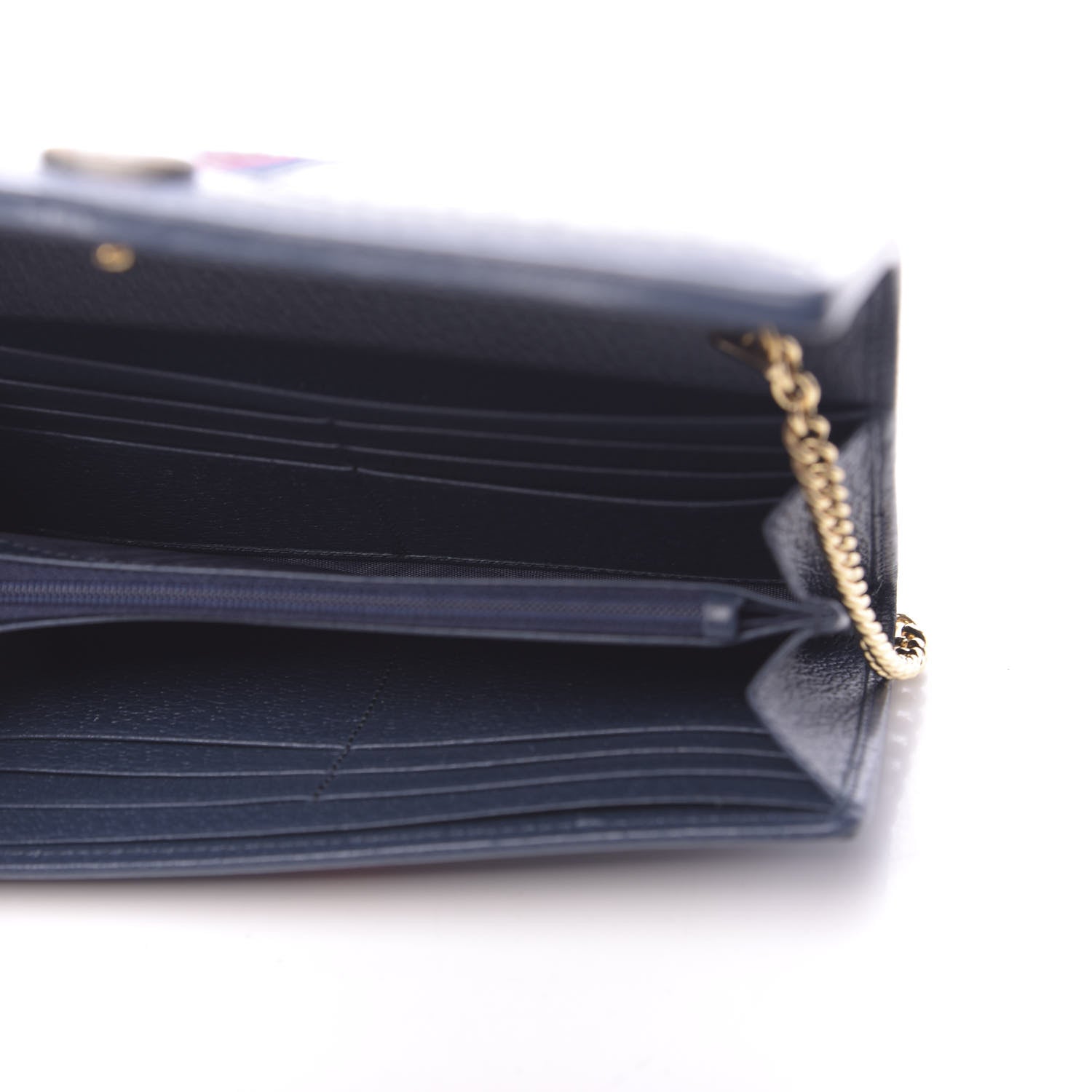 Gucci Textured Calfskin Web Ophidia Wallet On Chain Blue Agata 4 of 10