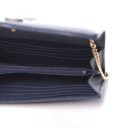 Gucci Textured Calfskin Web Ophidia Wallet On Chain Blue Agata 4 of 10