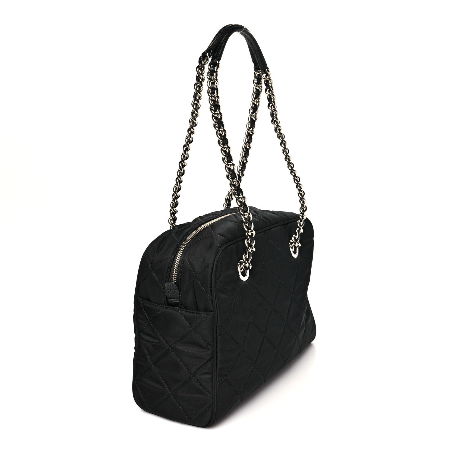Prada Nylon Tessuto Impuntu Quilted Shoulder Bag Black 3 of 9