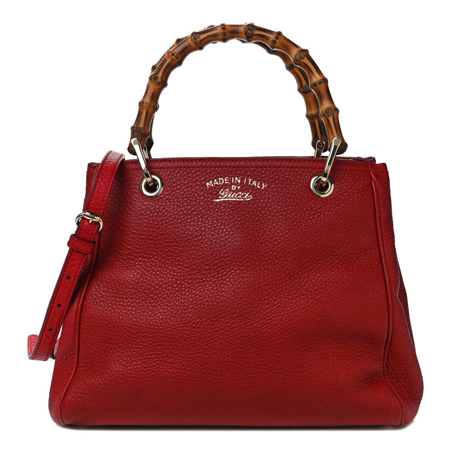 Calfskin Small Bamboo Shopper Tote Red