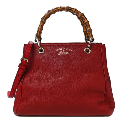 Gucci Calfskin Small Bamboo Shopper Tote Red 1 of 9