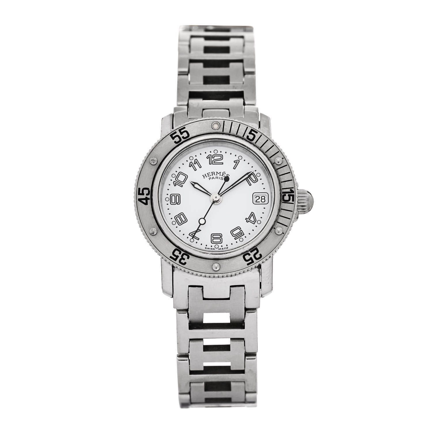 Hermes Stainless Steel 24mm Clipper Diver Quartz Watch White 1 of 4