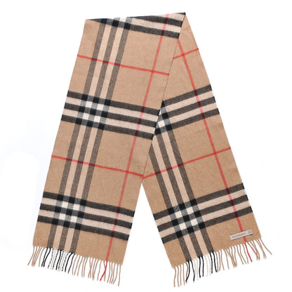 Burberry Cashmere Giant Check Fringe Scarf Camel 3 of 6