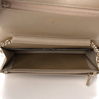 Chanel Metallic Caviar Quilted Boy Wallet On Chain WOC Light Gold 6 of 10