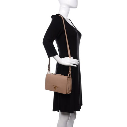 Prada Vitello Daino Crossbody Flap Argilla 2 of 10