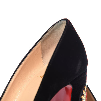 Christian Louboutin Velvet Cadrilla Corazon 100 Pumps 38.5 Black 8 of 11