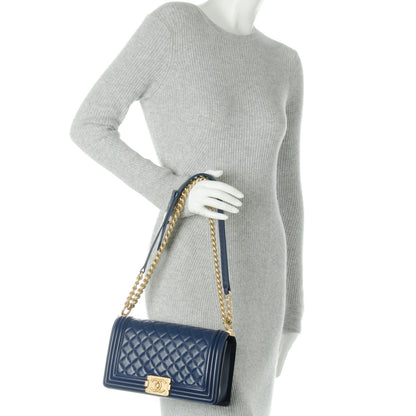 Chanel Lambskin Quilted Medium Boy Flap Dark Blue 3 of 8