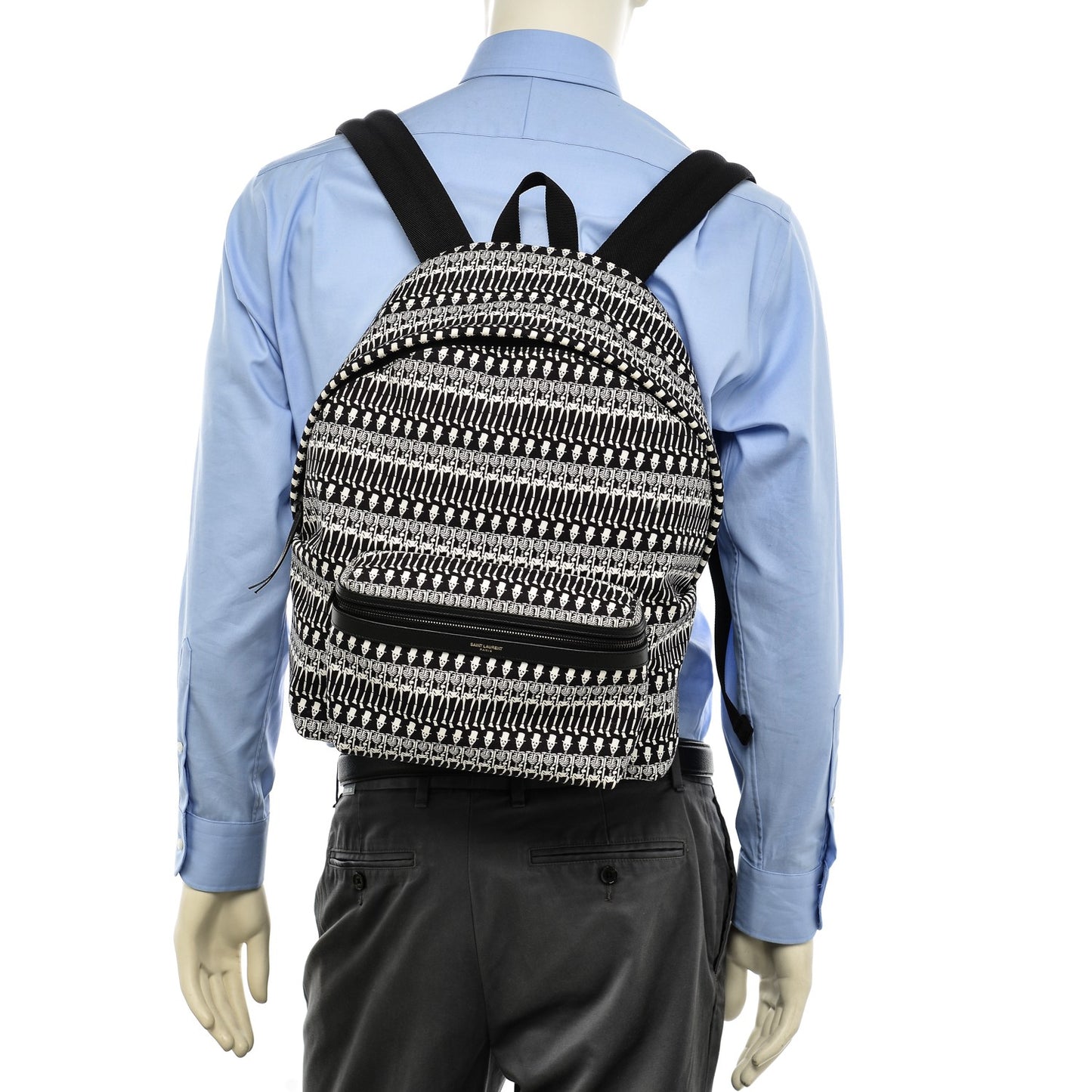 Nylon City Skeleton Print Backpack Black White