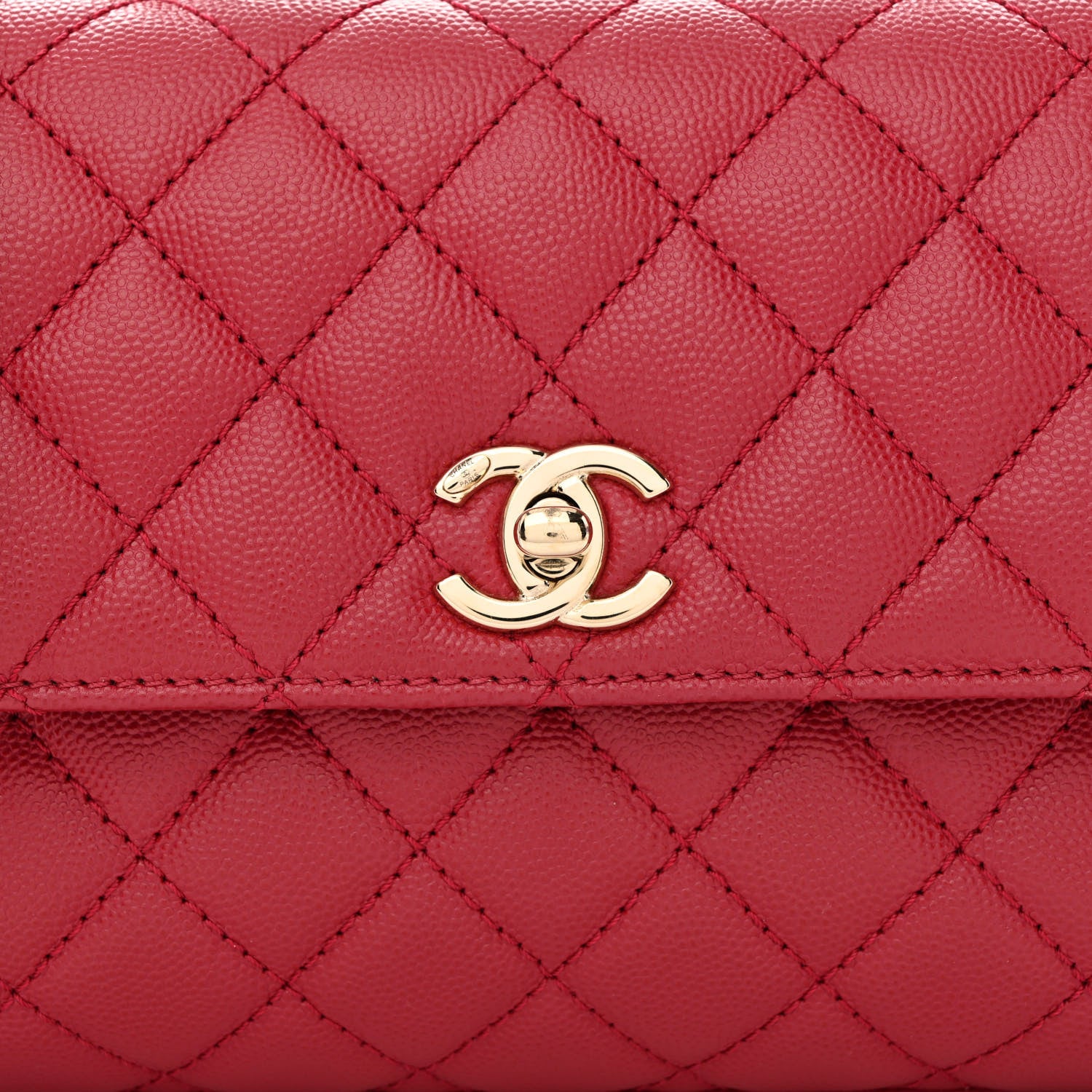 Chanel Caviar Quilted Mini Coco Handle Flap Dark Pink 9 of 14