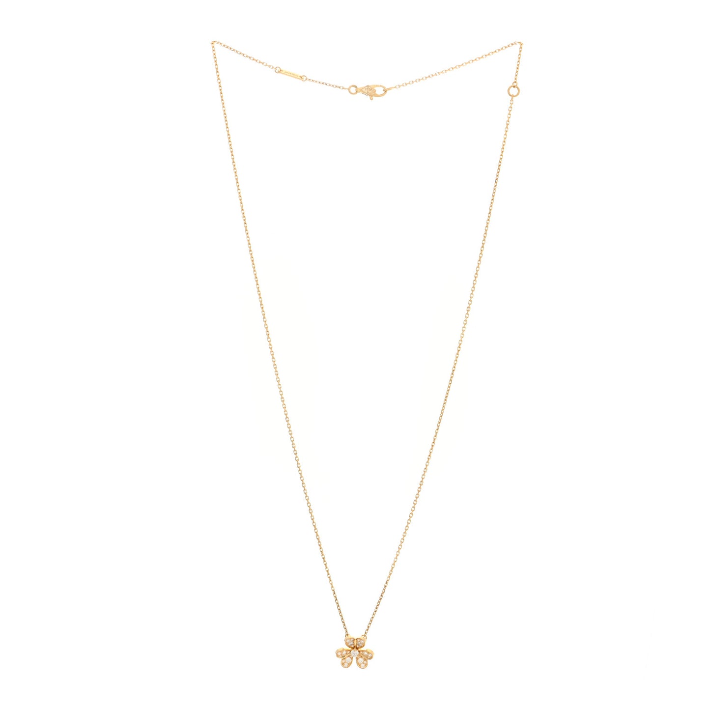 18K Yellow Gold Diamond Mini Frivole Pendant Pave Necklace