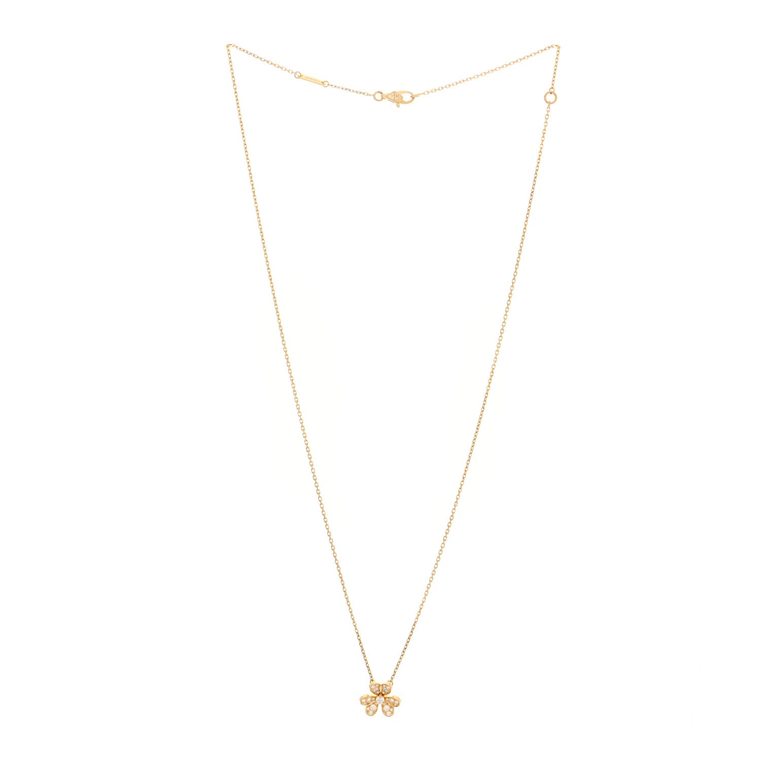 Van Cleef & Arpels 18K Yellow Gold Diamond Mini Frivole Pendant Pave Necklace 3 of 5