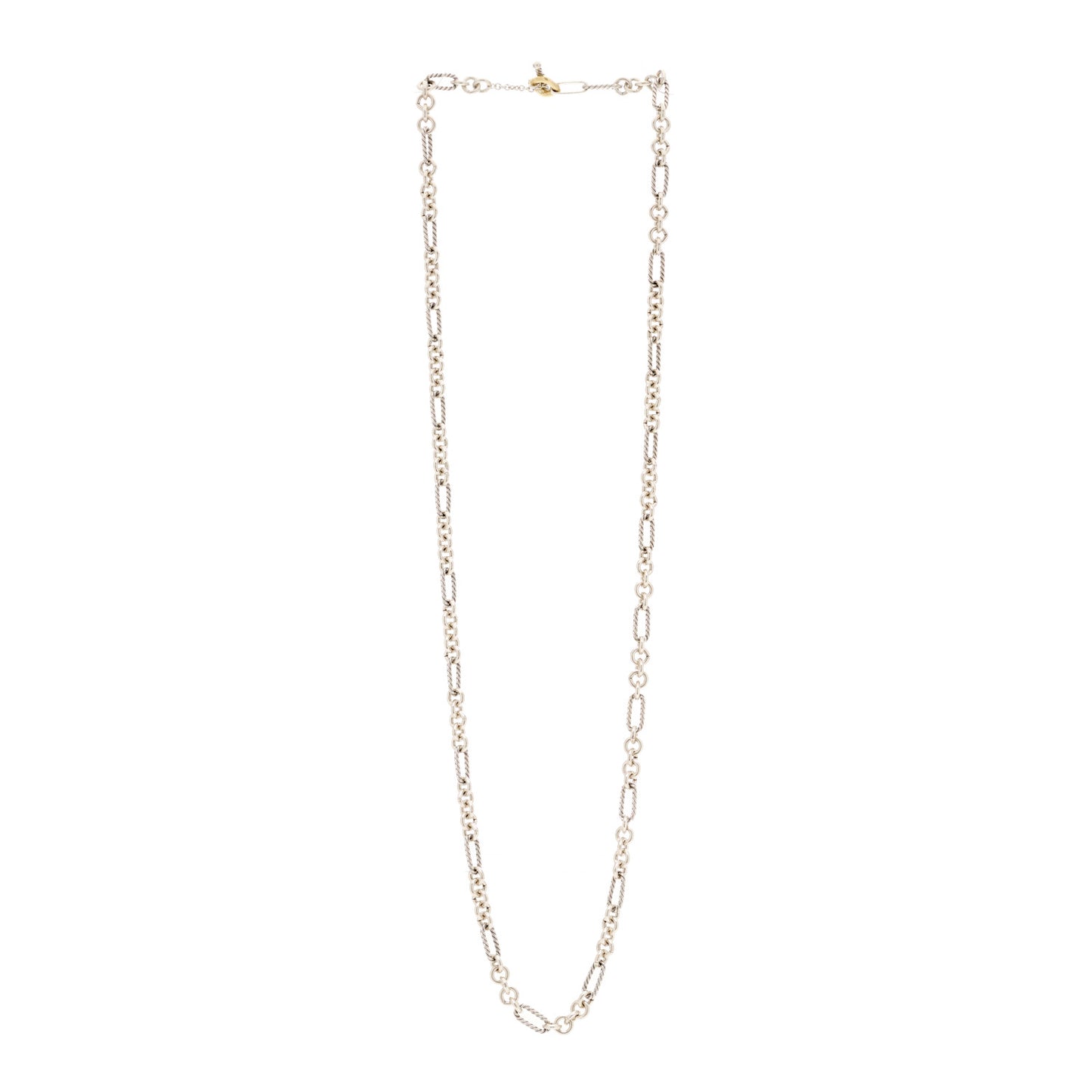 Sterling Silver 18K Yellow Gold Figaro Chain Link Necklace