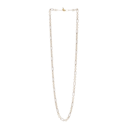 David Yurman Sterling Silver 18K Yellow Gold Figaro Chain Link Necklace 2 of 5