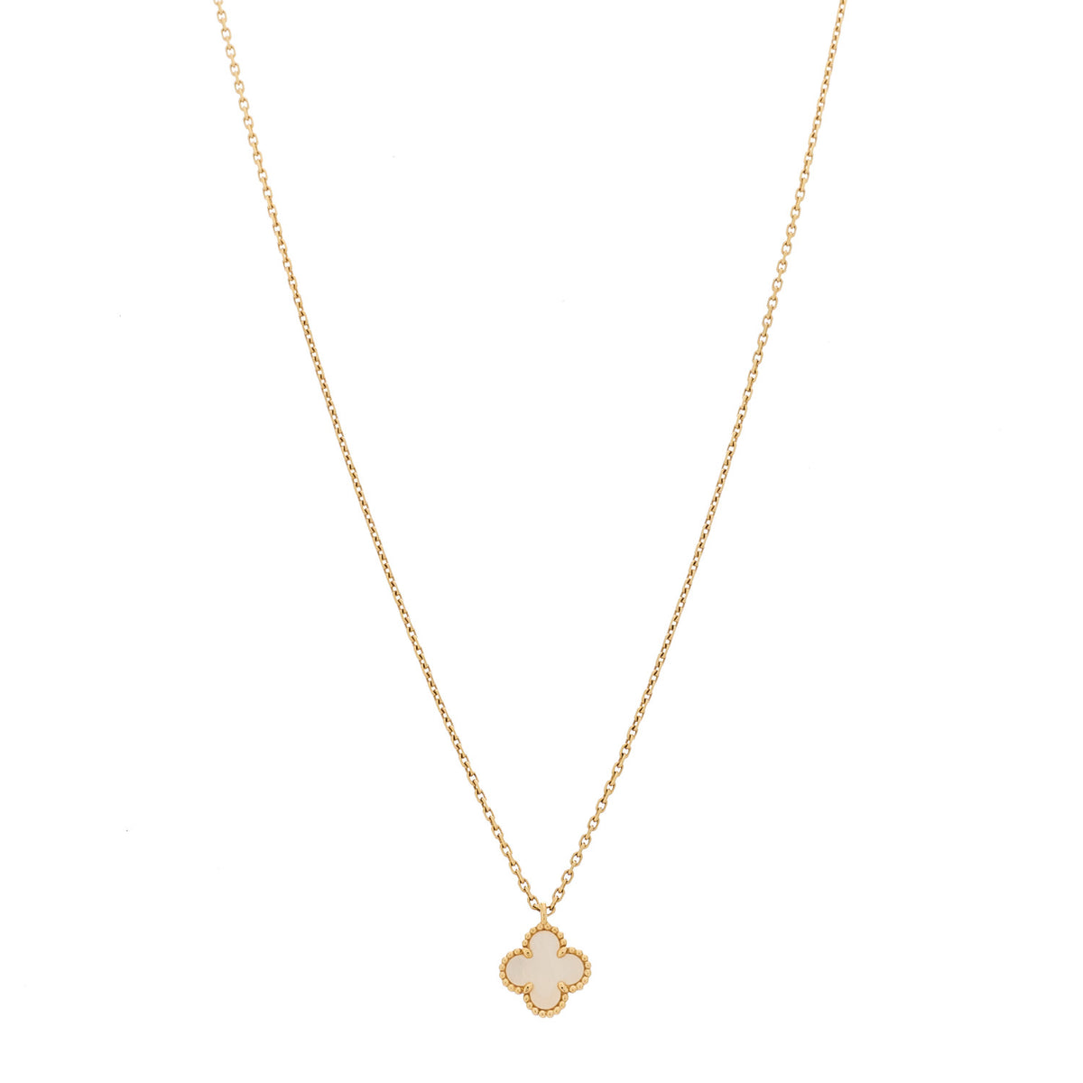 18K Yellow Gold Mother of Pearl Sweet Alhambra Pendant Necklace