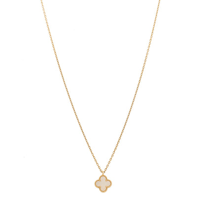 Van Cleef & Arpels 18K Yellow Gold Mother of Pearl Sweet Alhambra Pendant Necklace 1 of 6