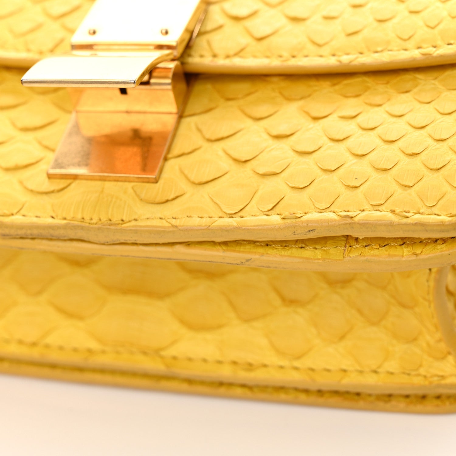 Celine Snakeskin Small Classic Box Flap Bag Yellow 1603774