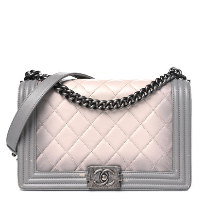 Chanel Calfskin Ombre Quilted New Medium Boy Flap Grey Beige 1 of 16