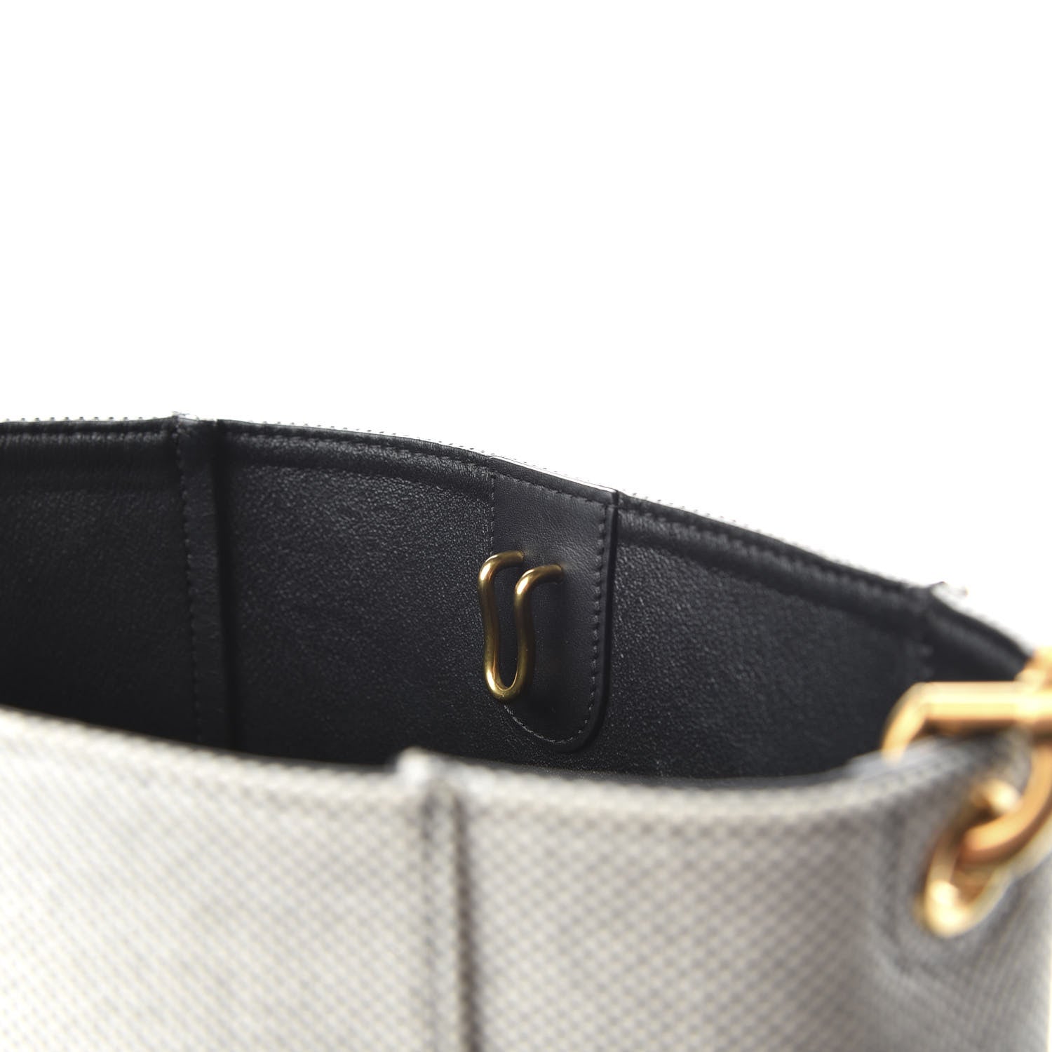 Celine Textured Canvas Small Sangle Bucket Bag Black White 8 of 9
