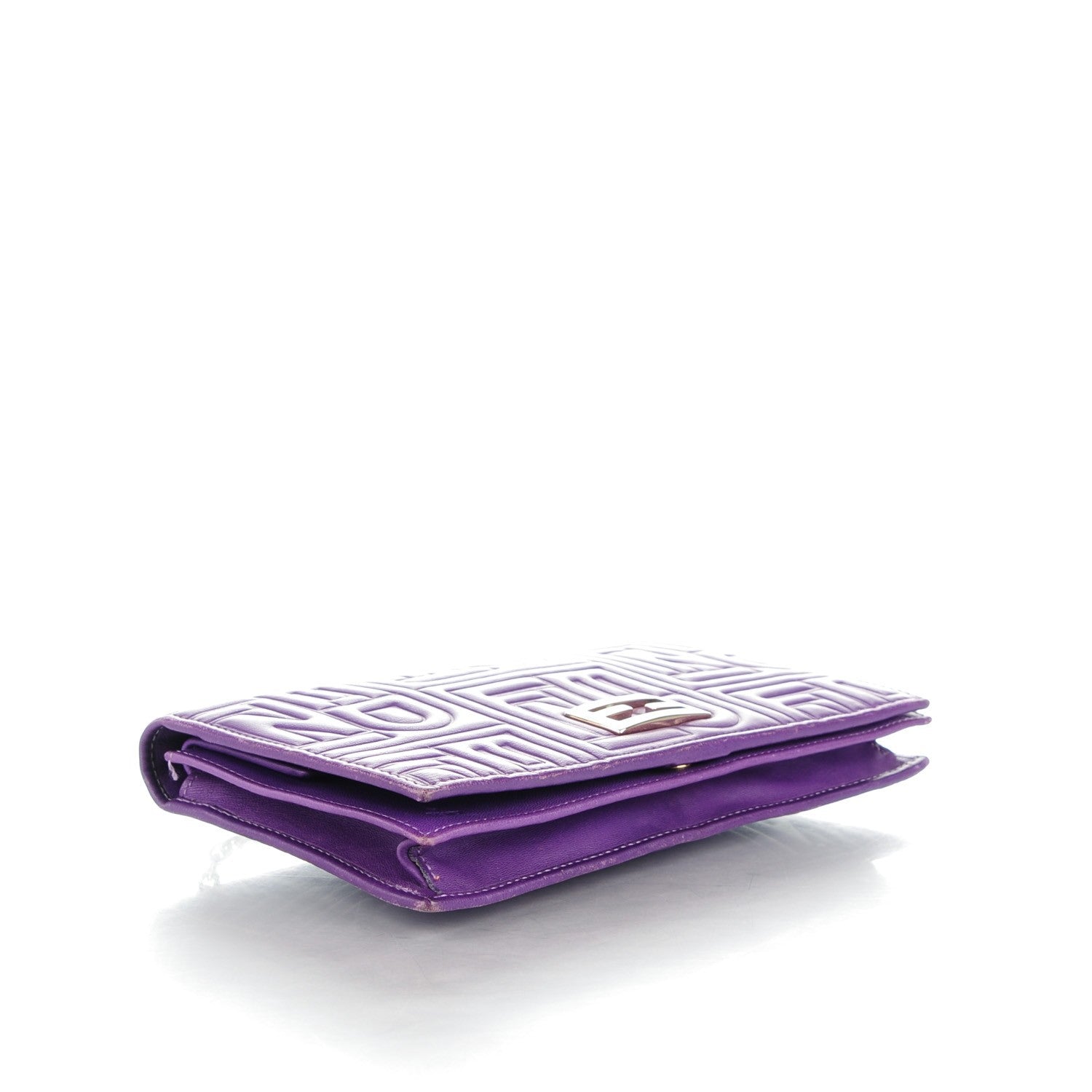 Fendi Nappa Logo Embossed Long Wallet On Chain Purple 4 of 9
