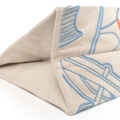 Hermes H Canvas Embroidered Thalassa Beach Bag Multicolor 8 of 9