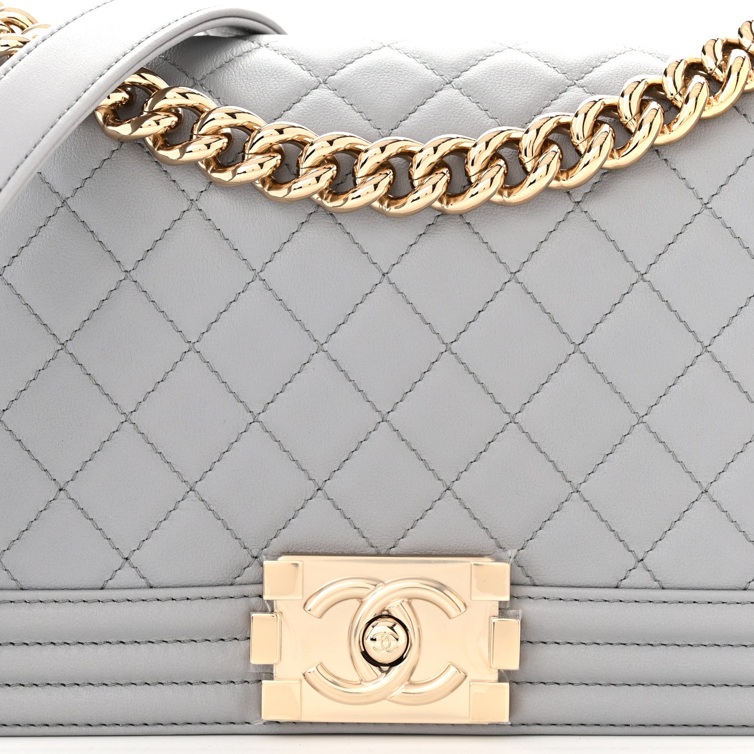 Chanel Calfskin Quilted Medium Boy Flap Grey 8 of 12
