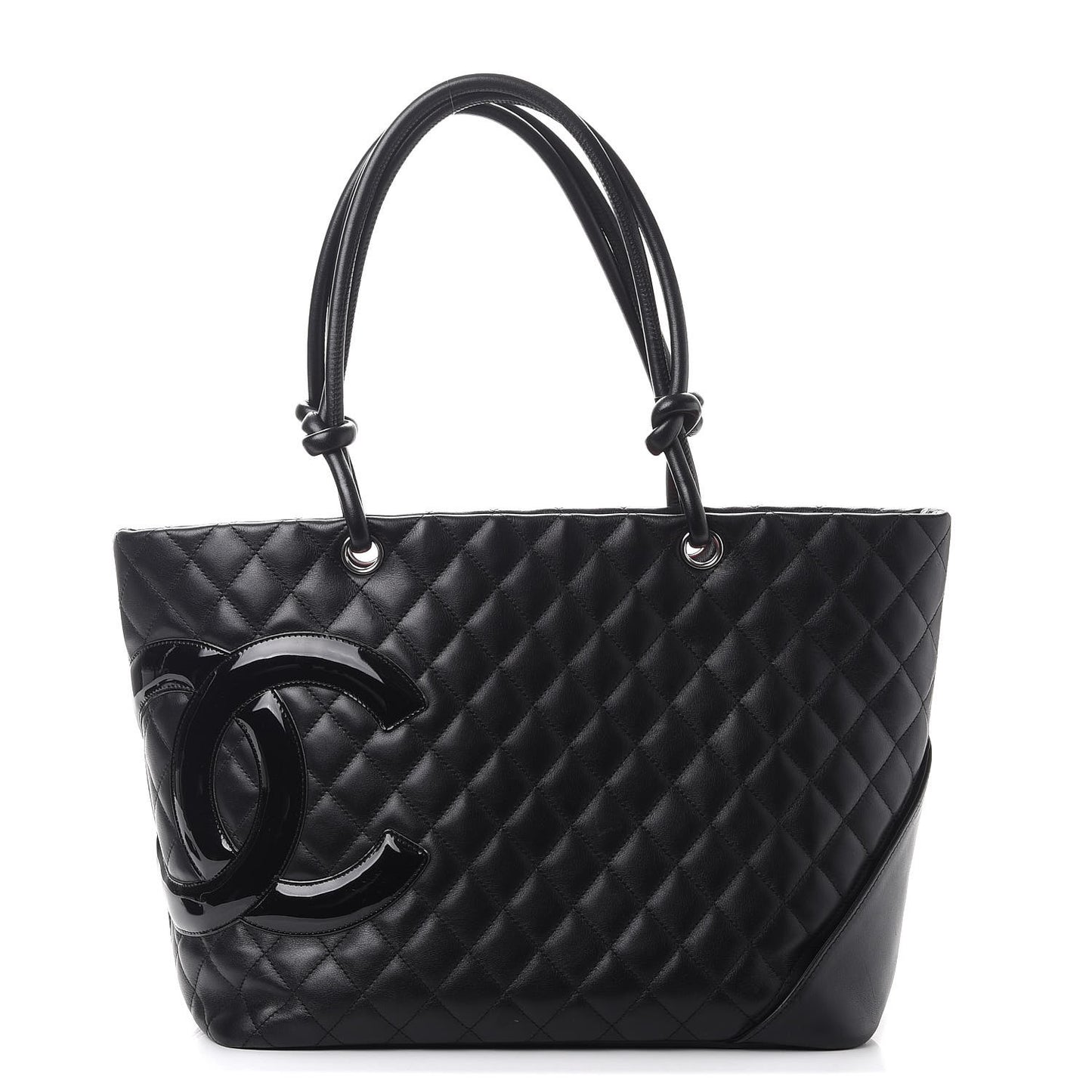 Calfskin Quilted Large Cambon Tote Black