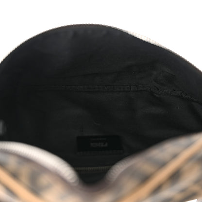 Fendi Glazed Fabric Vitello Cover FF 1974 Diagonal Bi-Color Belt Bag Tobacco Moro Sand Black 5 of 10