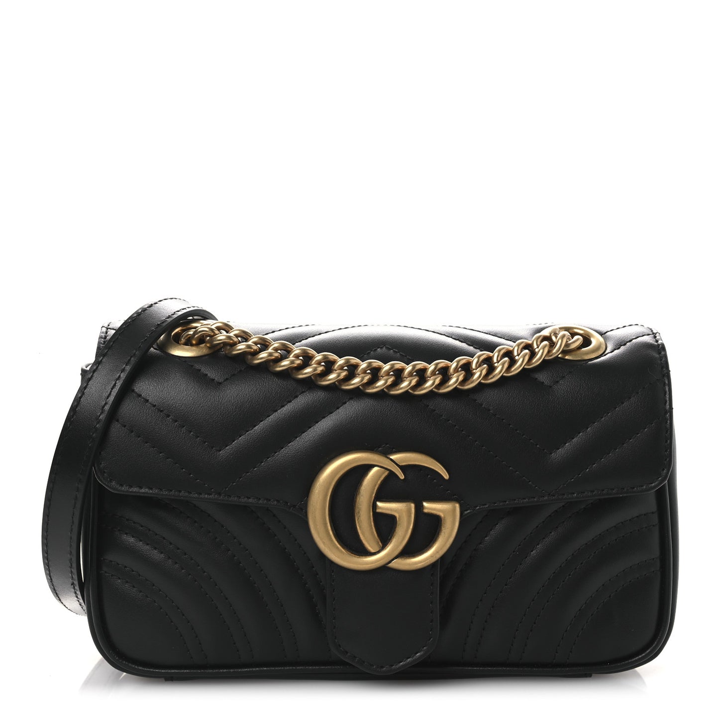 Calfskin Matelasse Mini GG Marmont Shoulder Bag Black