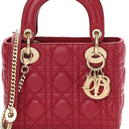 Christian Dior Lambskin Cannage Mini Lady Dior Burgundy 8 of 10