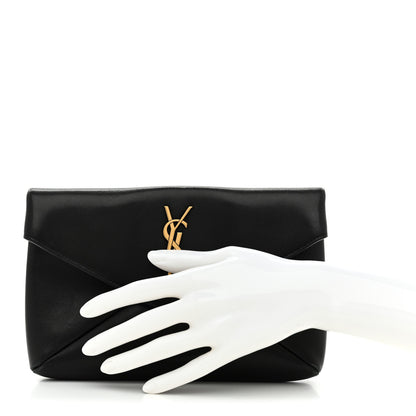 Saint Laurent Lambskin Small Cassandre Envelope Pouch Black 2 of 9