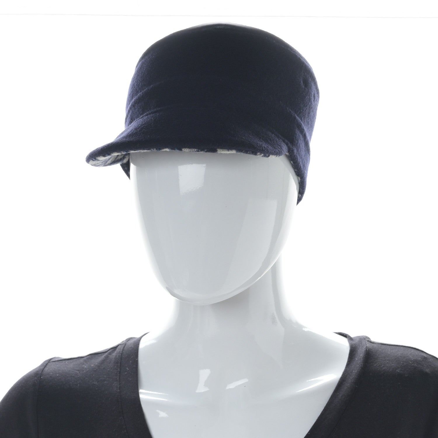 Christian Dior Wool Oblique Reversible Chic Cap 57 Blue 2 of 8