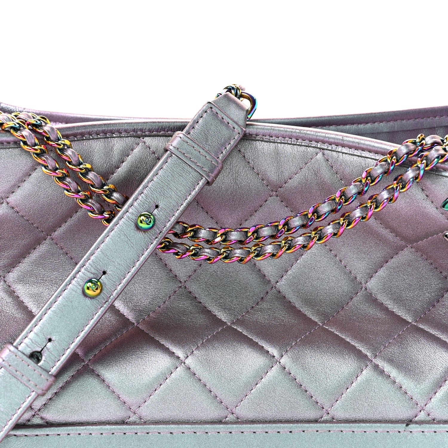 Chanel Iridescent Lambskin Calfskin Quilted Medium Gabrielle Hobo Light Purple 8 of 14