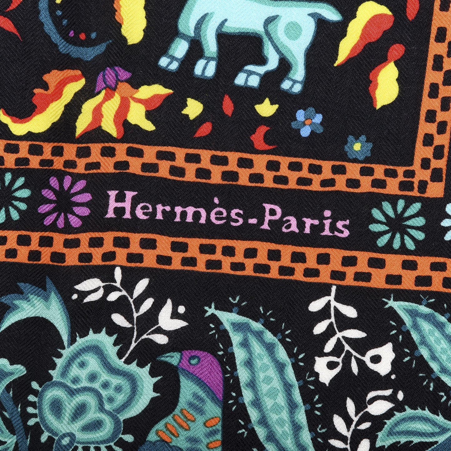 Cashmere Silk Jardins De Soie Shawl 140 Black Vert Multicolor