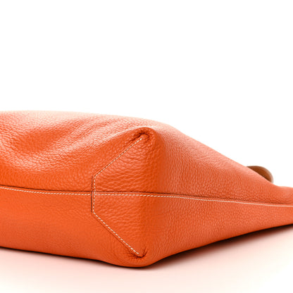 Hermes Taurillon Clemence Double Sens 45 Reversible Tote Orange Gold 15 of 17