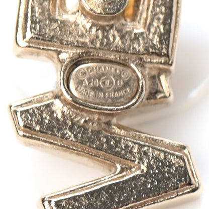 Chanel Crystal Pearl Signature Stud Earrings Gold 4 of 4