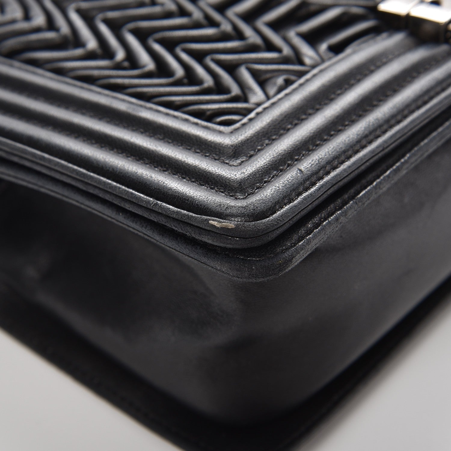 Chanel Calfskin Pleated Medium Boy Flap Black 8 of 11