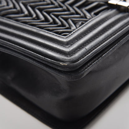 Chanel Calfskin Pleated Medium Boy Flap Black 8 of 11
