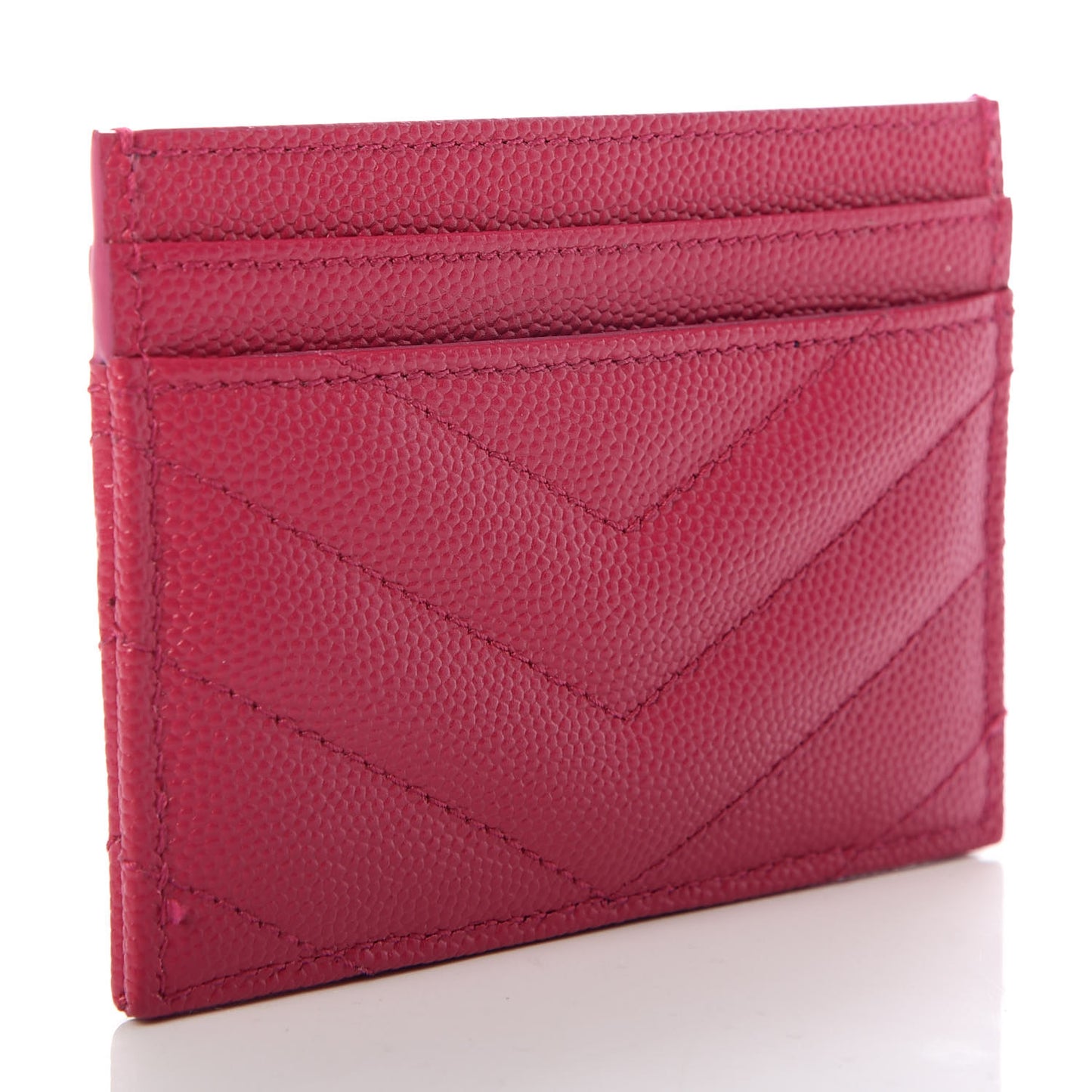 Grain De Poudre Matelasse Chevron Monogram Credit Card Case Fresh Fuxia