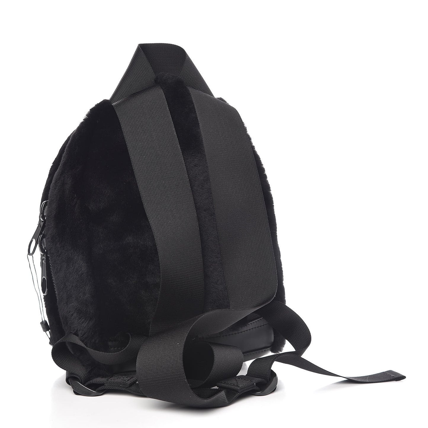 Shearling Rubberized Lambskin Backpack Black