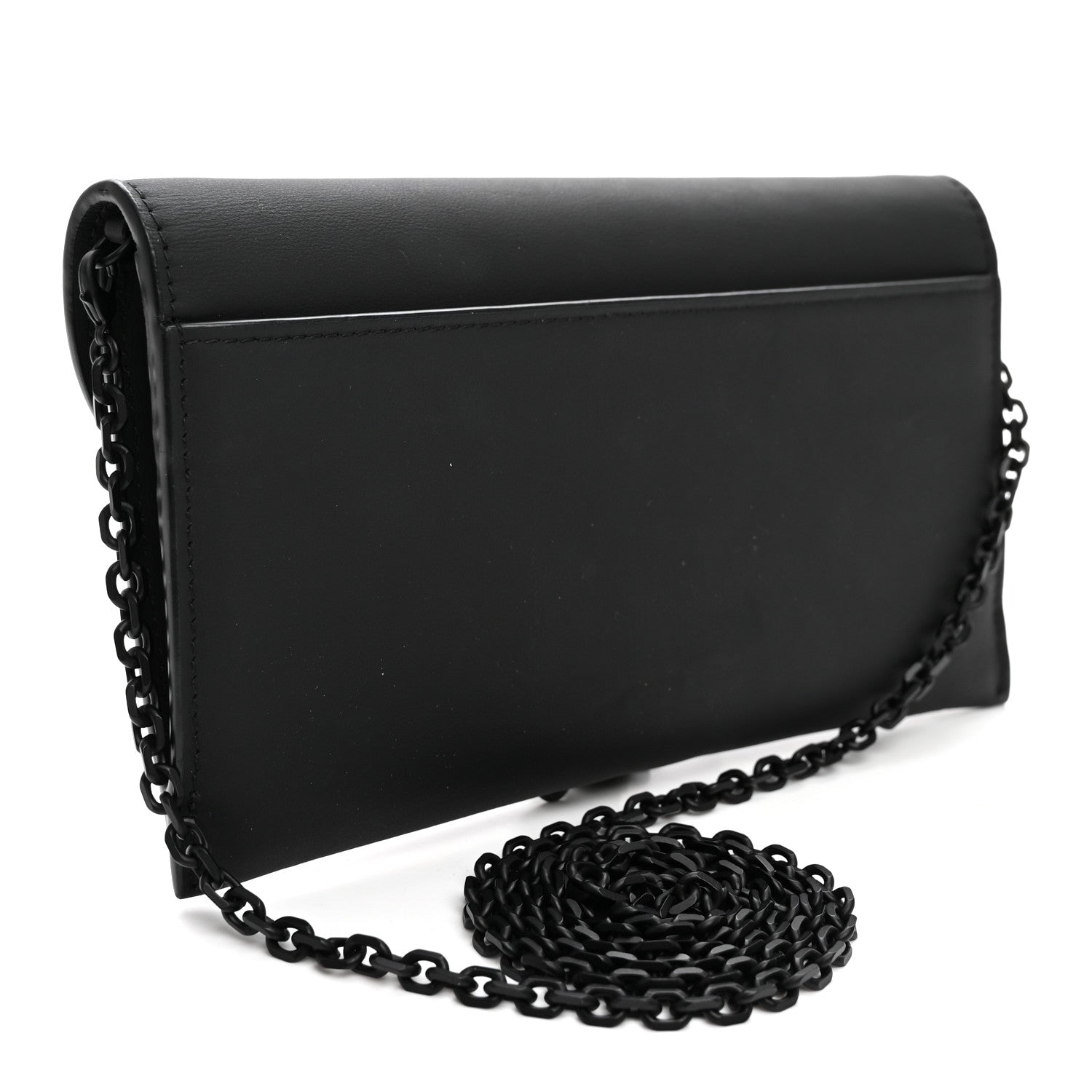 Christian Dior Ultra Matte Calfskin Saddle Chain Wallet Pouch Black 4 of 10