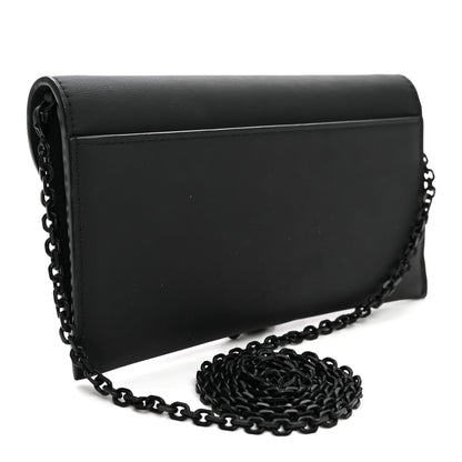 Christian Dior Ultra Matte Calfskin Saddle Chain Wallet Pouch Black 4 of 10