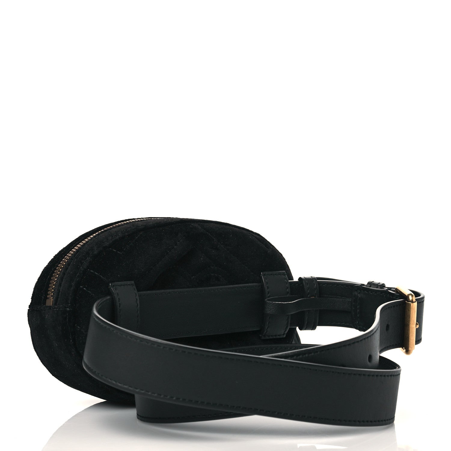 Gucci Velvet Matelasse GG Marmont Belt Bag 95 38 Black 3 of 11