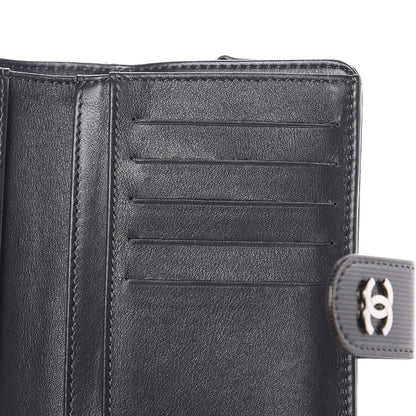 Chanel Striated Patent Quilted Zipped Pocket Wallet Dark Grey 8 of 8