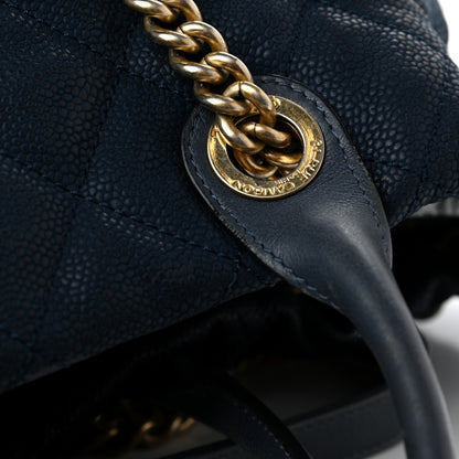 Chanel Iridescent Caviar Quilted Globe Trotter Shopping Tote Navy Blue 16 of 25