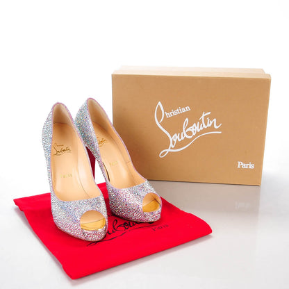 Christian Louboutin Suede Strass Very Riche 120 Platform Pumps 38.5 Aurora Boreale 7 of 7