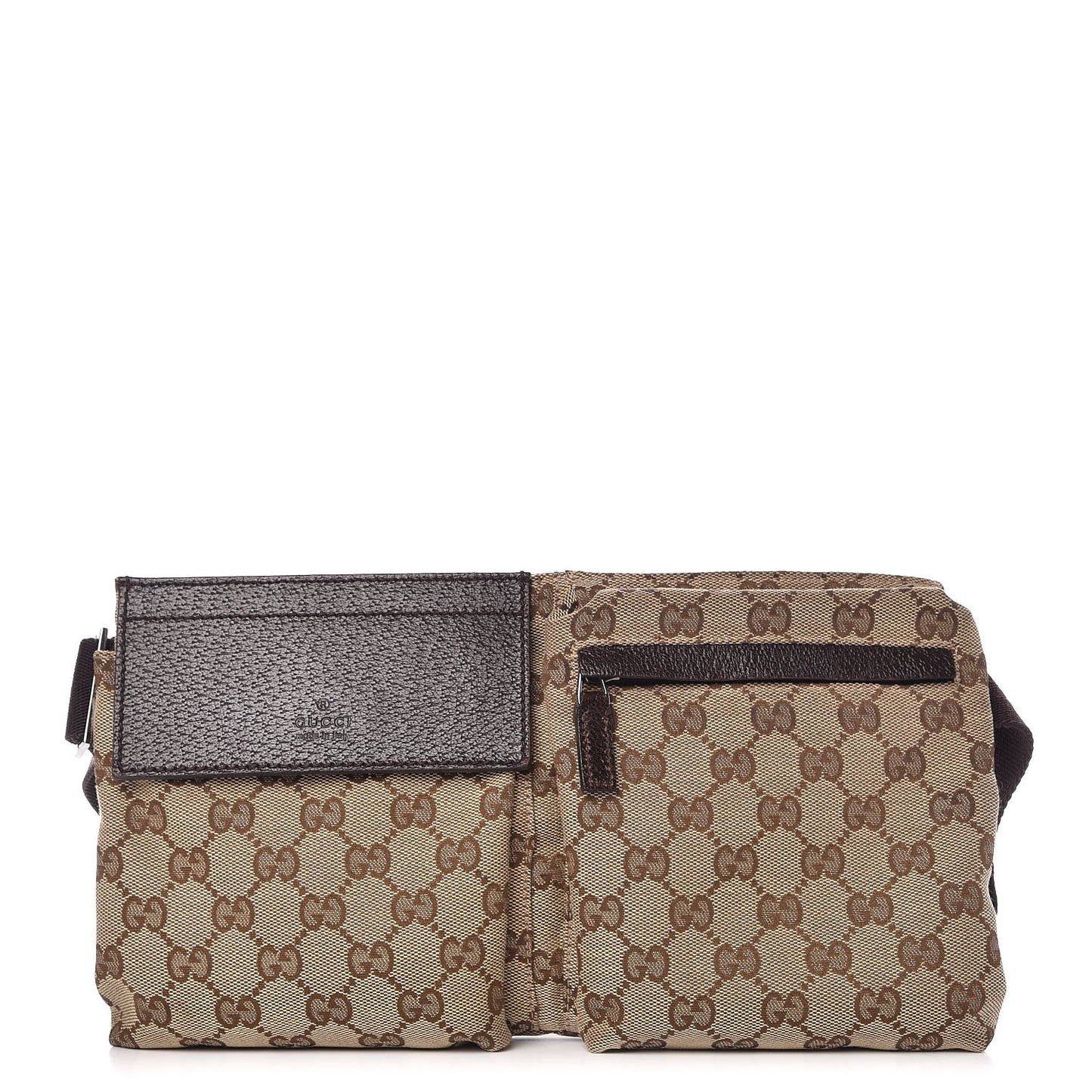 GG Monogram Double Pocket Belt Bag Dark Brown