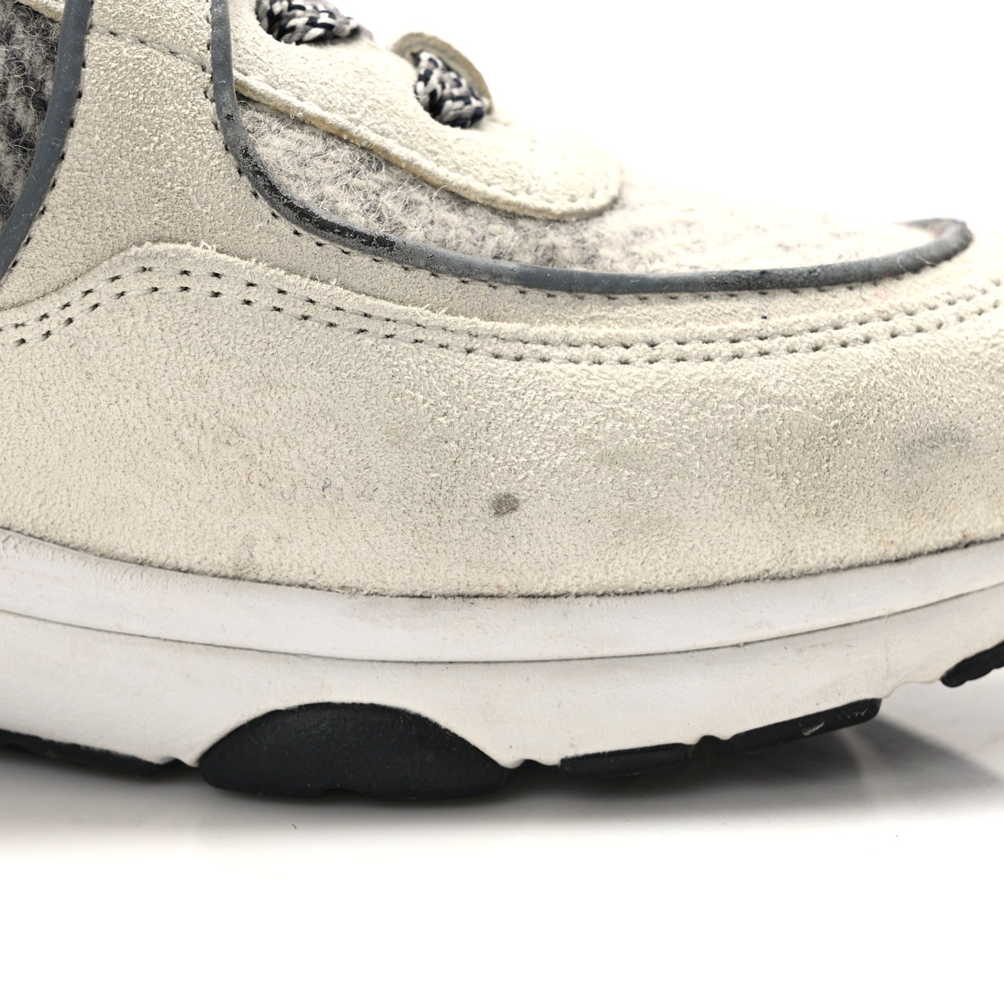 Fabric Suede Calfskin Womens CC Sneakers 37 Ivory Light Gray White Blue